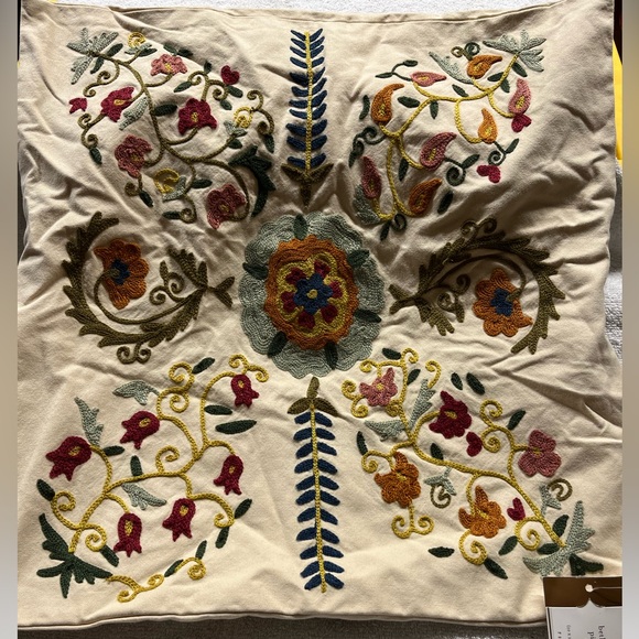 Pottery Barn Other - Pottery Barn Suzani Pillow Cover with Floral Embroidery